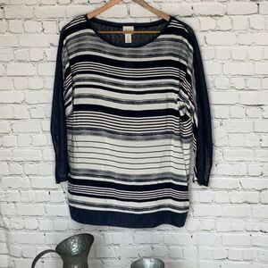 Chicos ZENERGY STRIPED MIX MEDIA TOP  SIZE 2